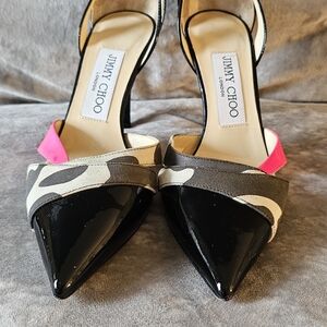 Jimmy Choo Black and Pink Camouflage Heels